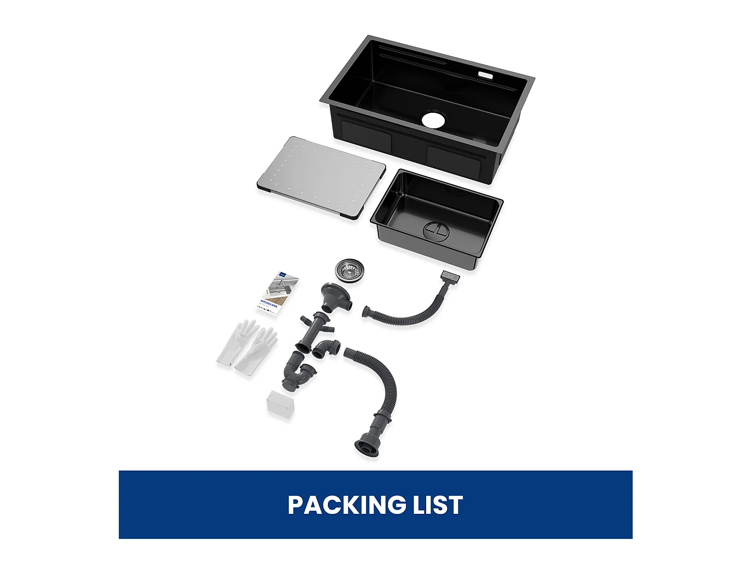 Spoelbakken Keuken - Multifunctionele Spoelbak Keuken 70×44cm - Spoelbak met Afdruiprek - Spoelbakken met afdruip - Antraciet