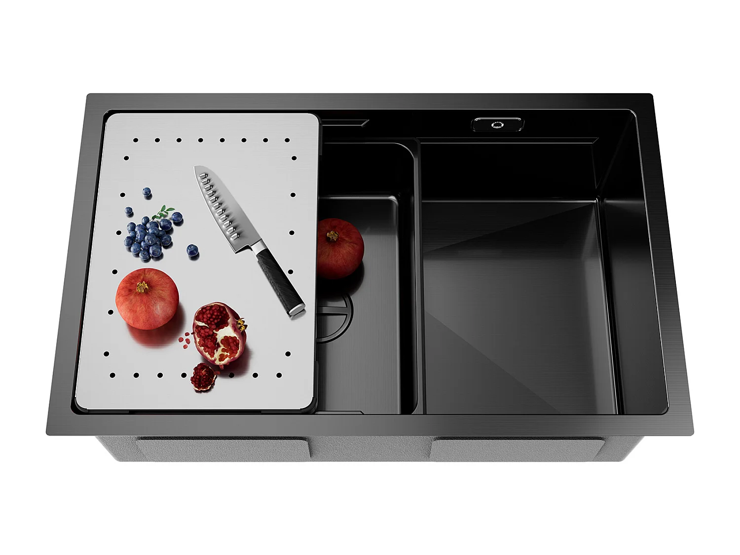 Spoelbakken Keuken - Multifunctionele Spoelbak Keuken 70×44cm - Spoelbak met Afdruiprek - Spoelbakken met afdruip - Antraciet