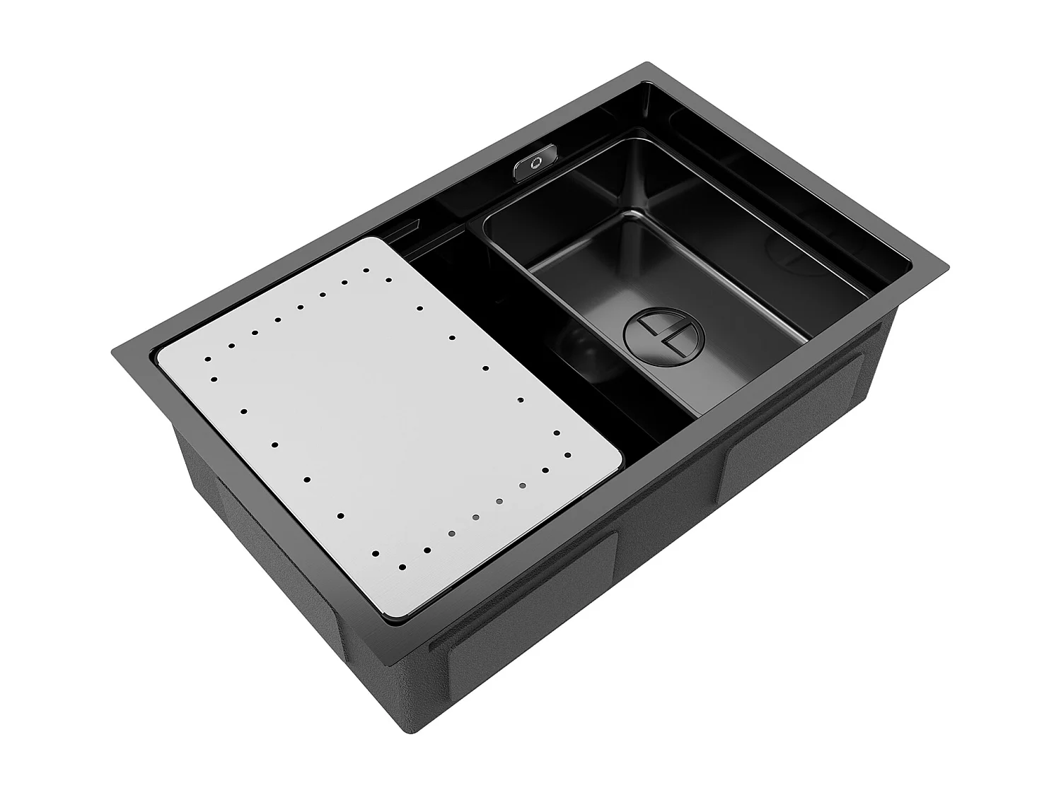 Spoelbakken Keuken - Multifunctionele Spoelbak Keuken 70×44cm - Spoelbak met Afdruiprek - Spoelbakken met afdruip - Antraciet