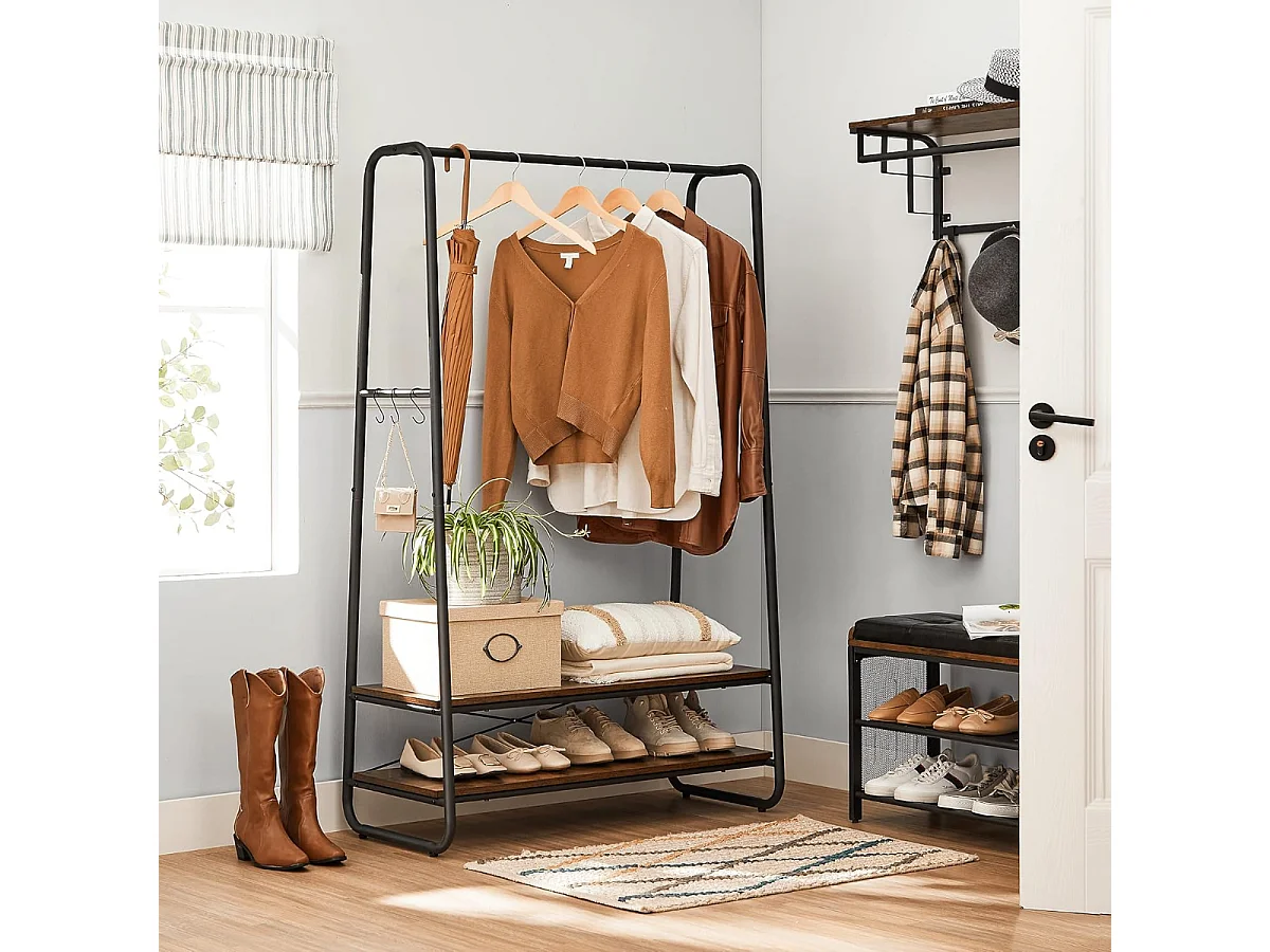 Bobbel Home - kledingrek - Kapstok - Stalen Frame - Industrieel - Incl 6 haken - Zwart