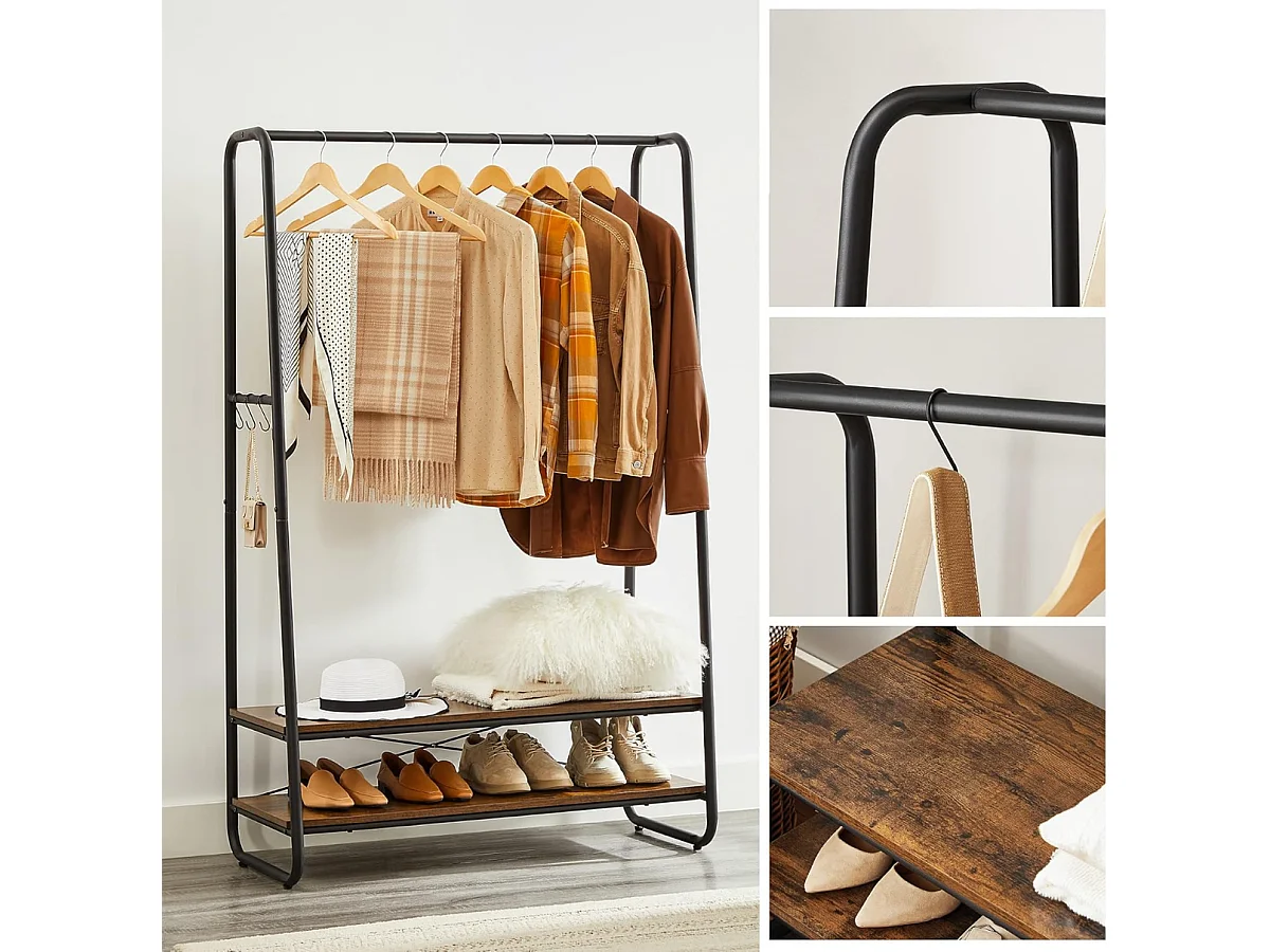 Bobbel Home - kledingrek - Kapstok - Stalen Frame - Industrieel - Incl 6 haken - Zwart