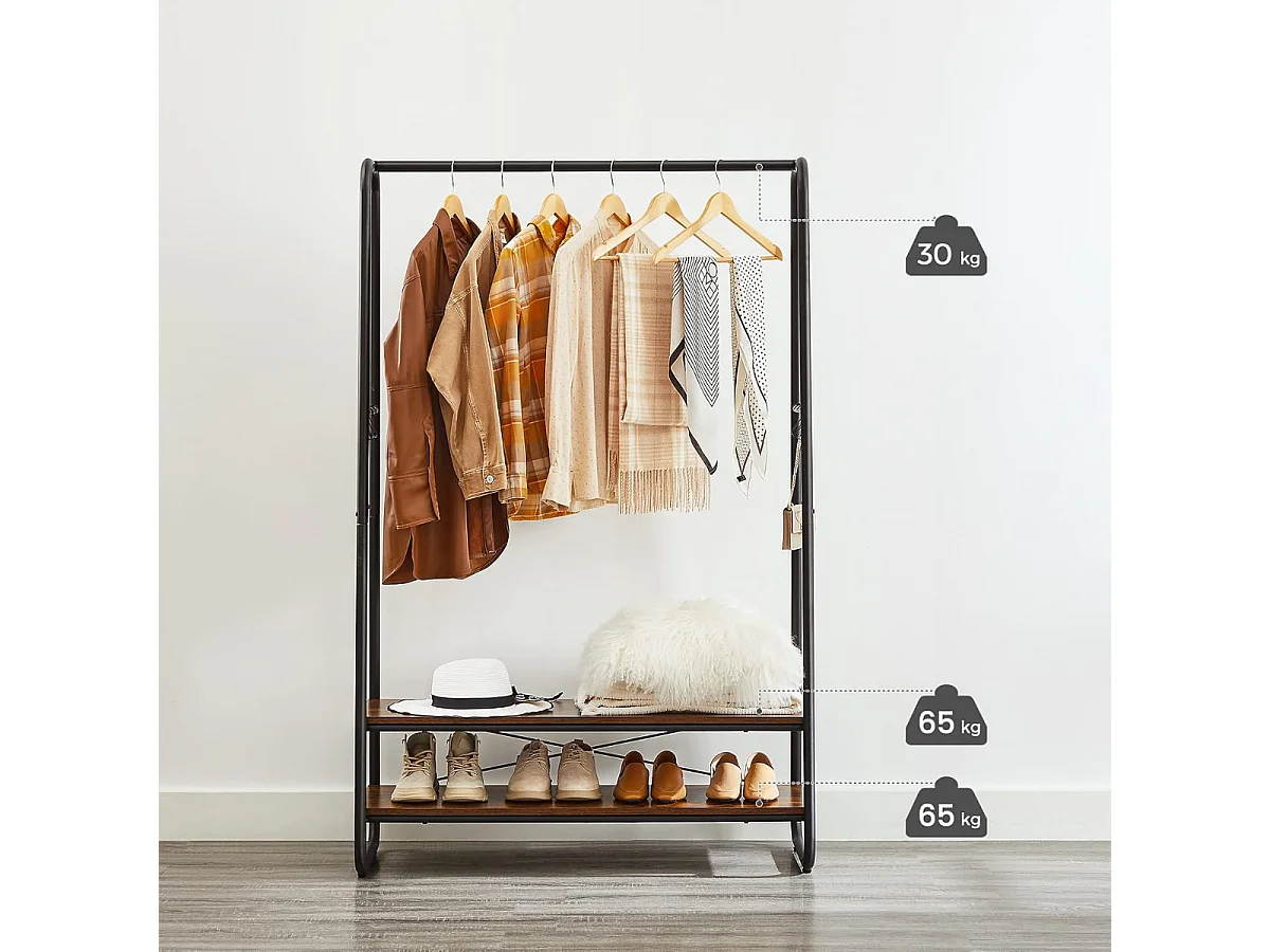 Bobble Home - Porte-vêtements - Porte-manteau - Structure en acier - Industriel - 6 crochets inclus - Noir