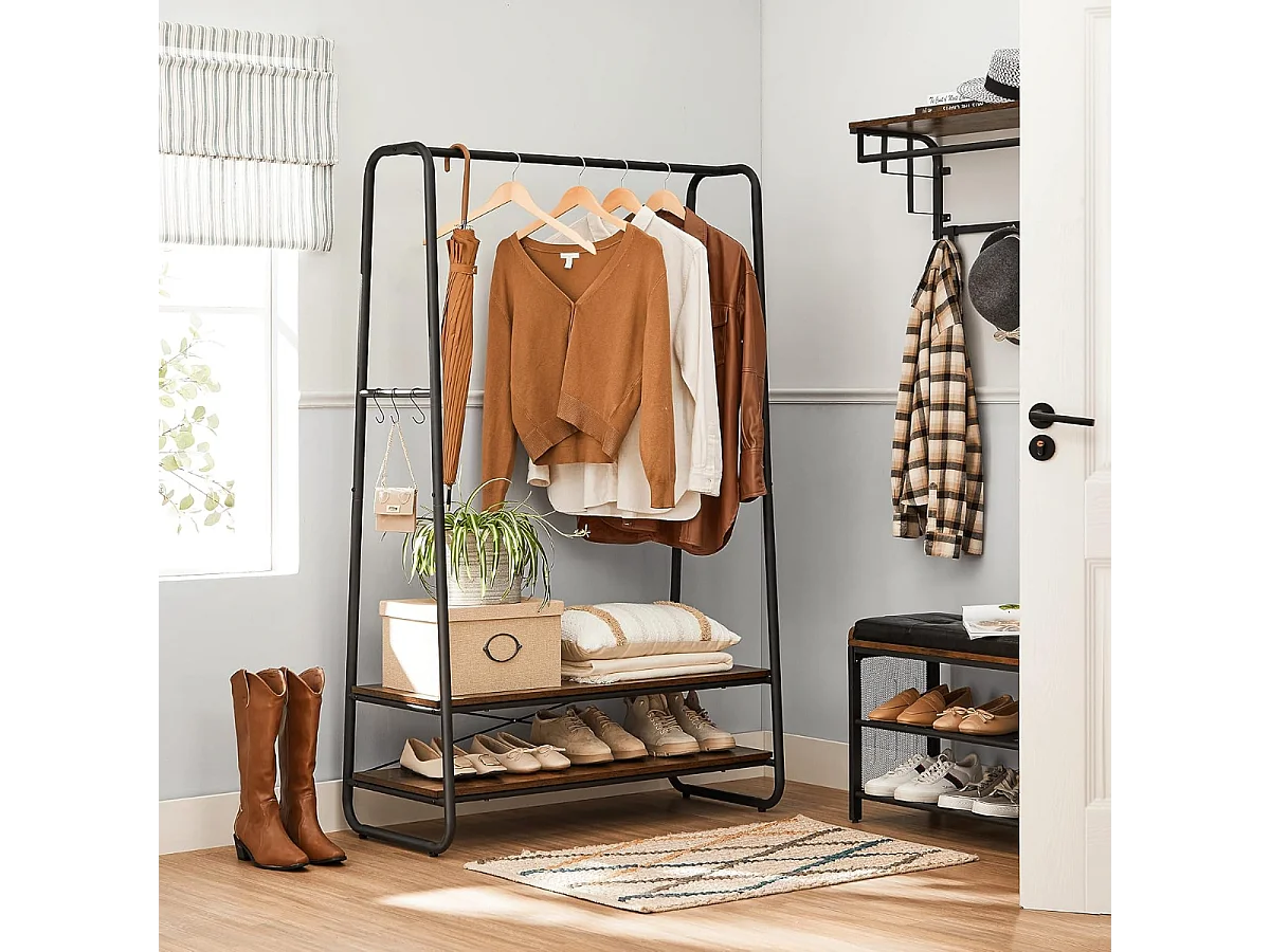 Bobbel Home - kledingrek - Kapstok - Stalen Frame - Industrieel - Incl 6 haken - Zwart