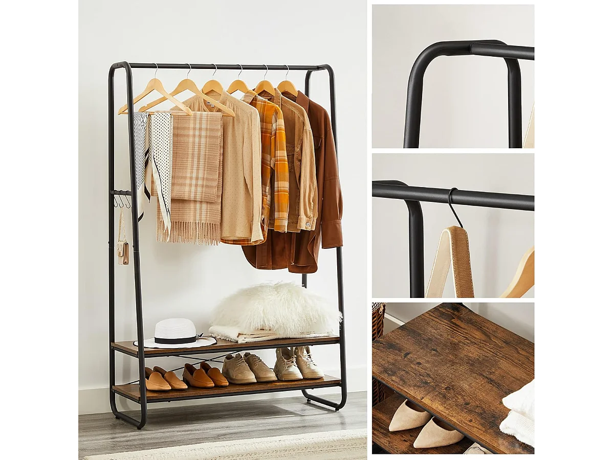 Bobbel Home - kledingrek - Kapstok - Stalen Frame - Industrieel - Incl 6 haken - Zwart