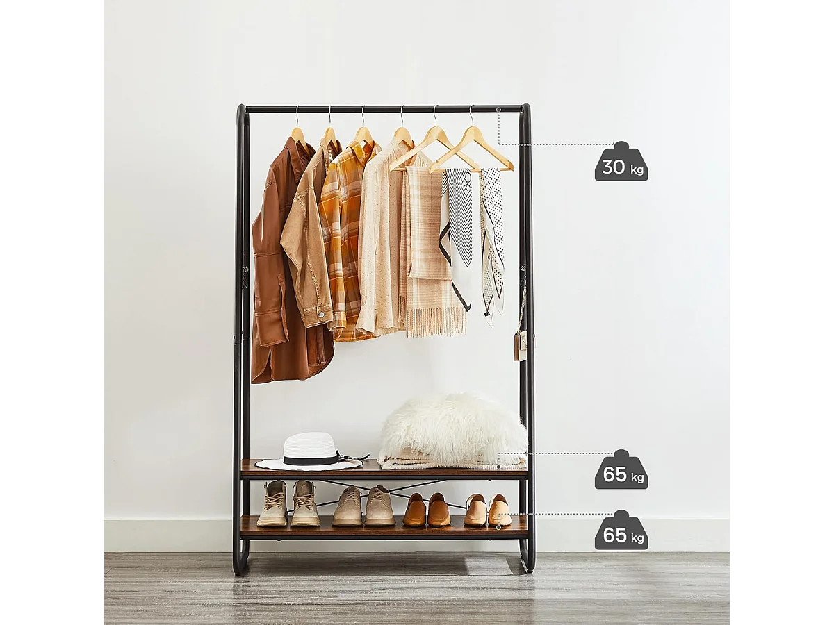 Bobbel Home - kledingrek - Kapstok - Stalen Frame - Industrieel - Incl 6 haken - Zwart