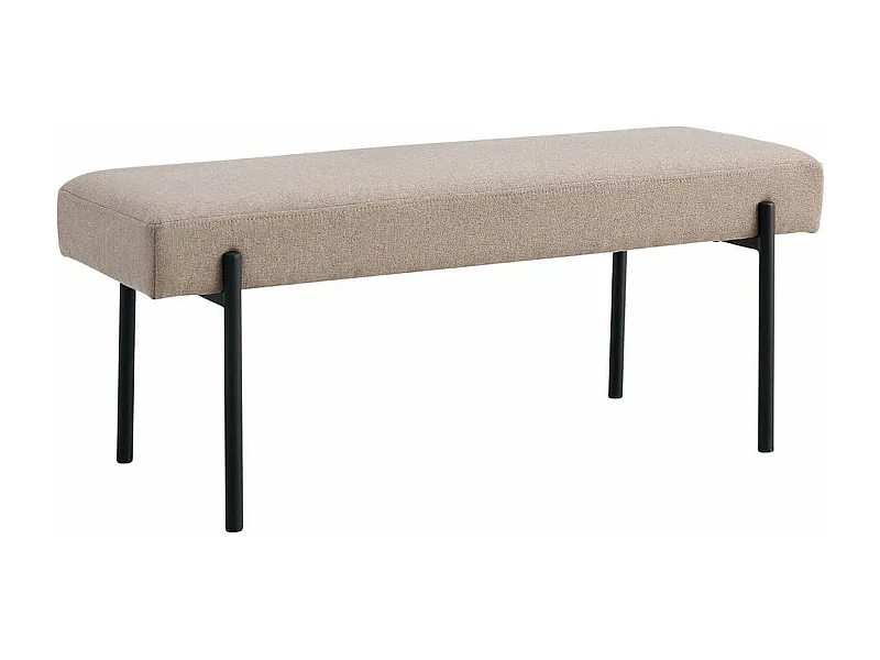 VILONY - Banc 2 Places Tissu Beige et Pieds Métal Noir