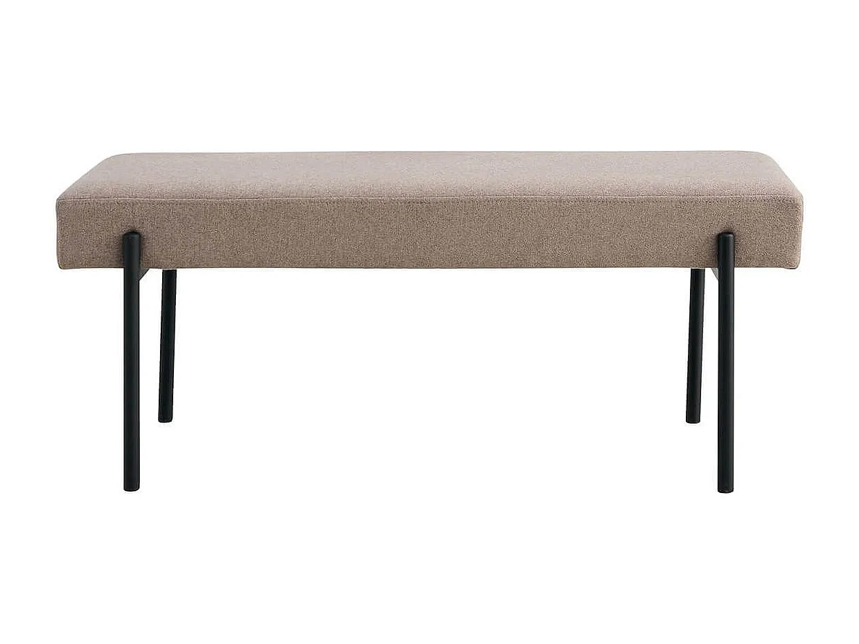VILONY - Banc 2 Places Tissu Beige et Pieds Métal Noir