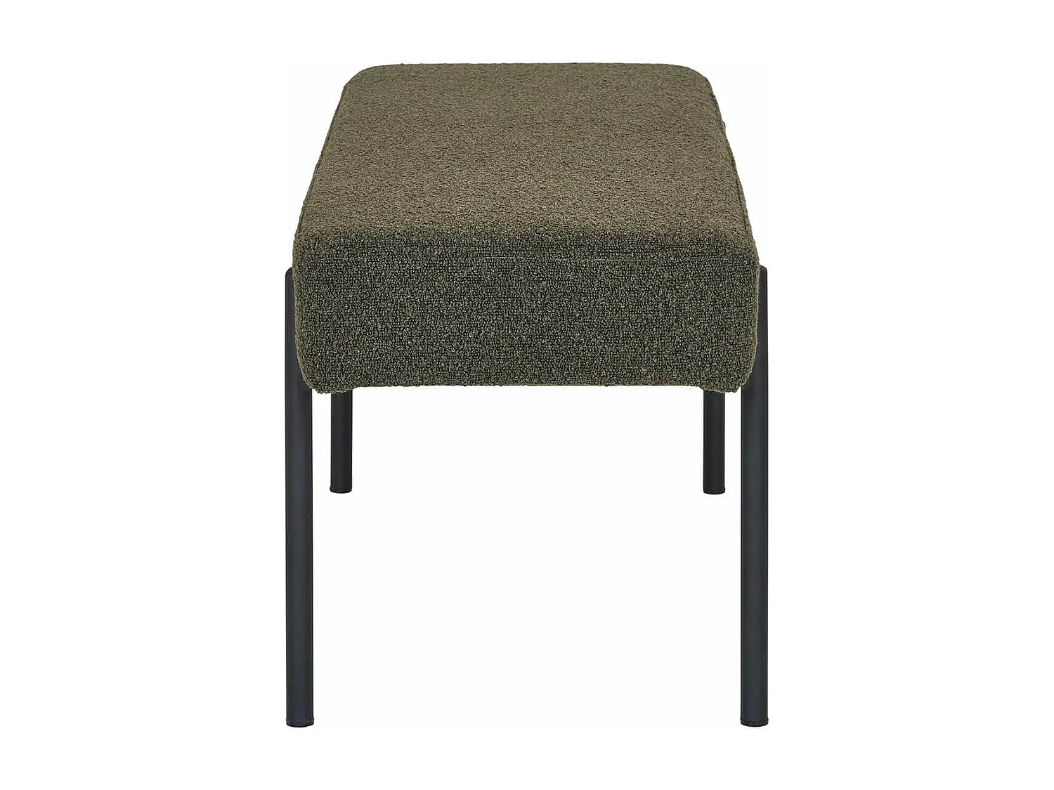 VILONY - Banc 2 Places Tissu Bouclé Vert foncé et Pieds Métal Noir