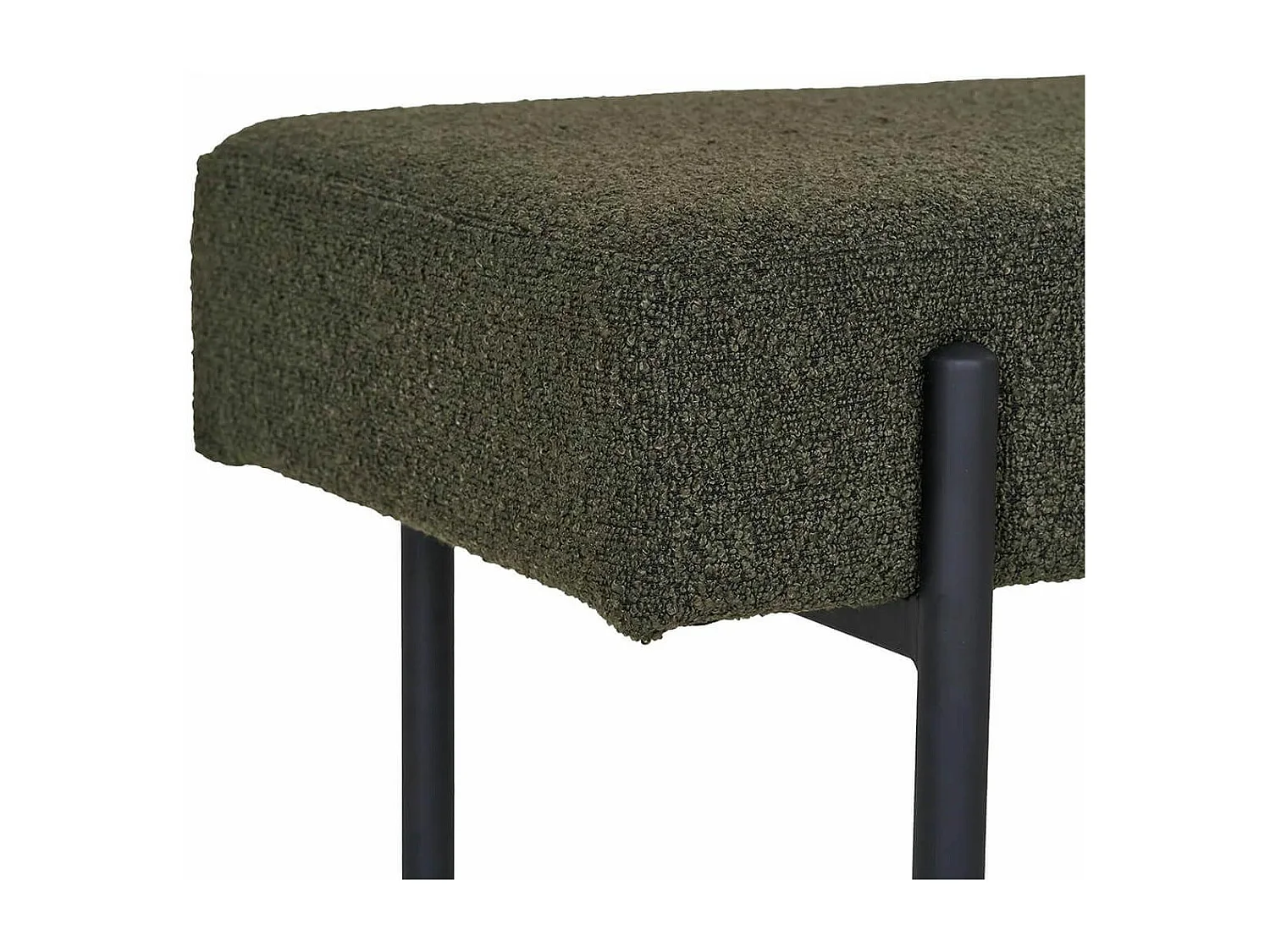 VILONY - Banc 2 Places Tissu Bouclé Vert foncé et Pieds Métal Noir
