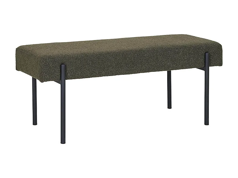 VILONY - Banc 2 Places Tissu Bouclé Vert foncé et Pieds Métal Noir