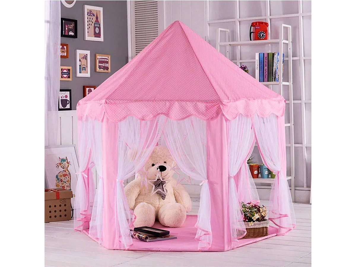 Bobbel Home - Speeltent voor Kinderen- Prinsessen kasteel -Met Bodem - 135x135x140cm - Roze