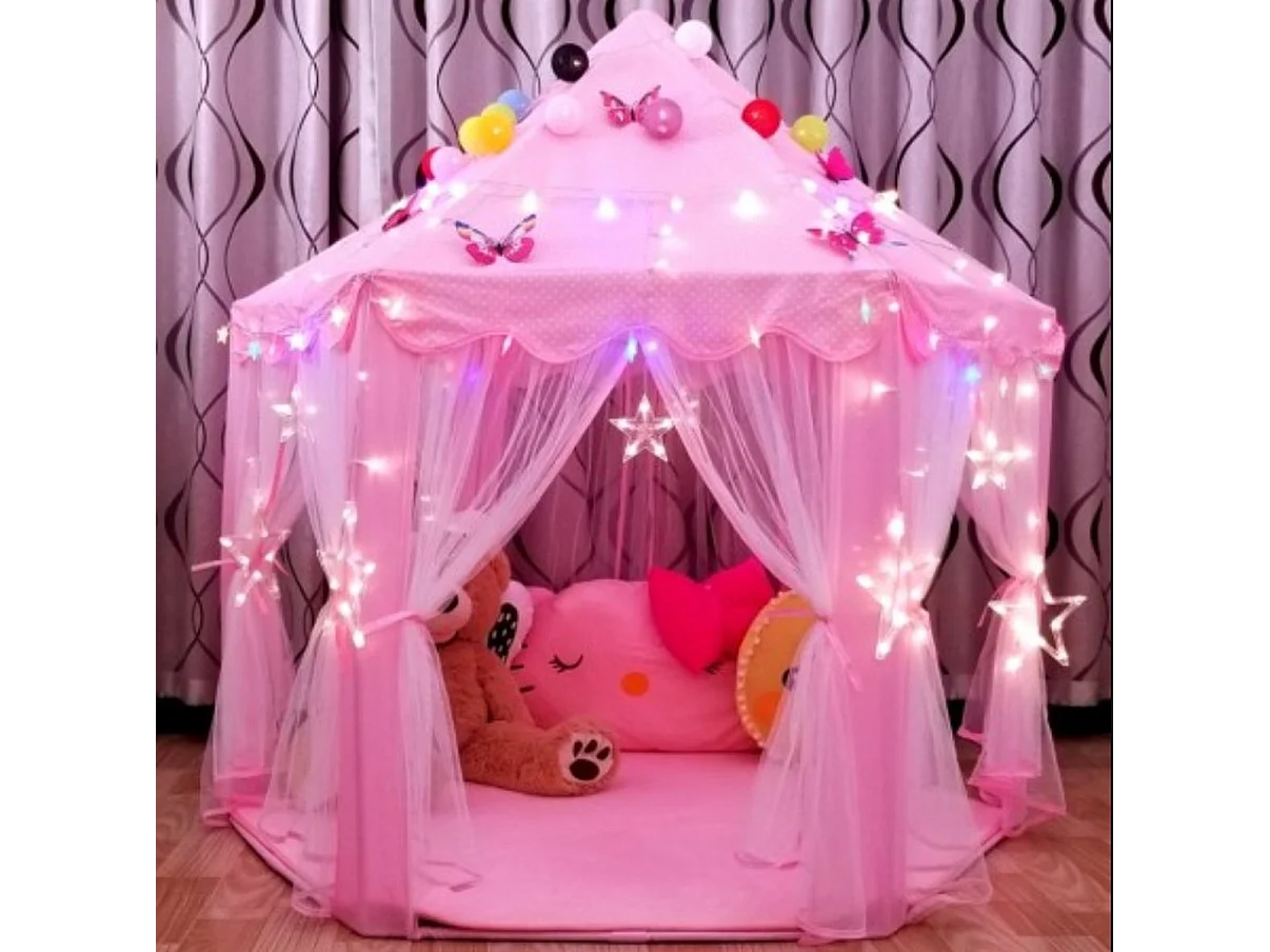 Bobble Home - Tente de jeu pour enfants - Château de princesses - Avec fond - 135x135x140cm - Rose