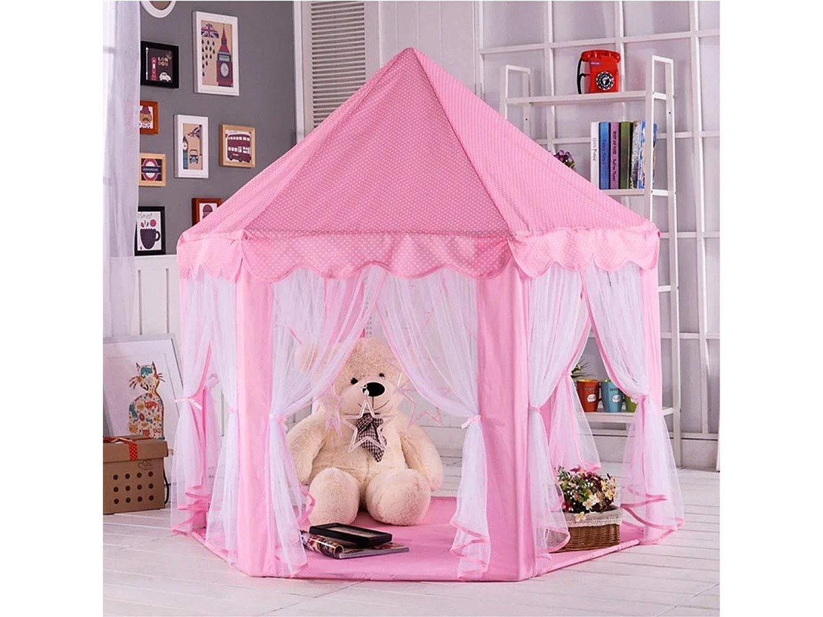 Bobble Home - Tente de jeu pour enfants - Château de princesses - Avec fond - 135x135x140cm - Rose