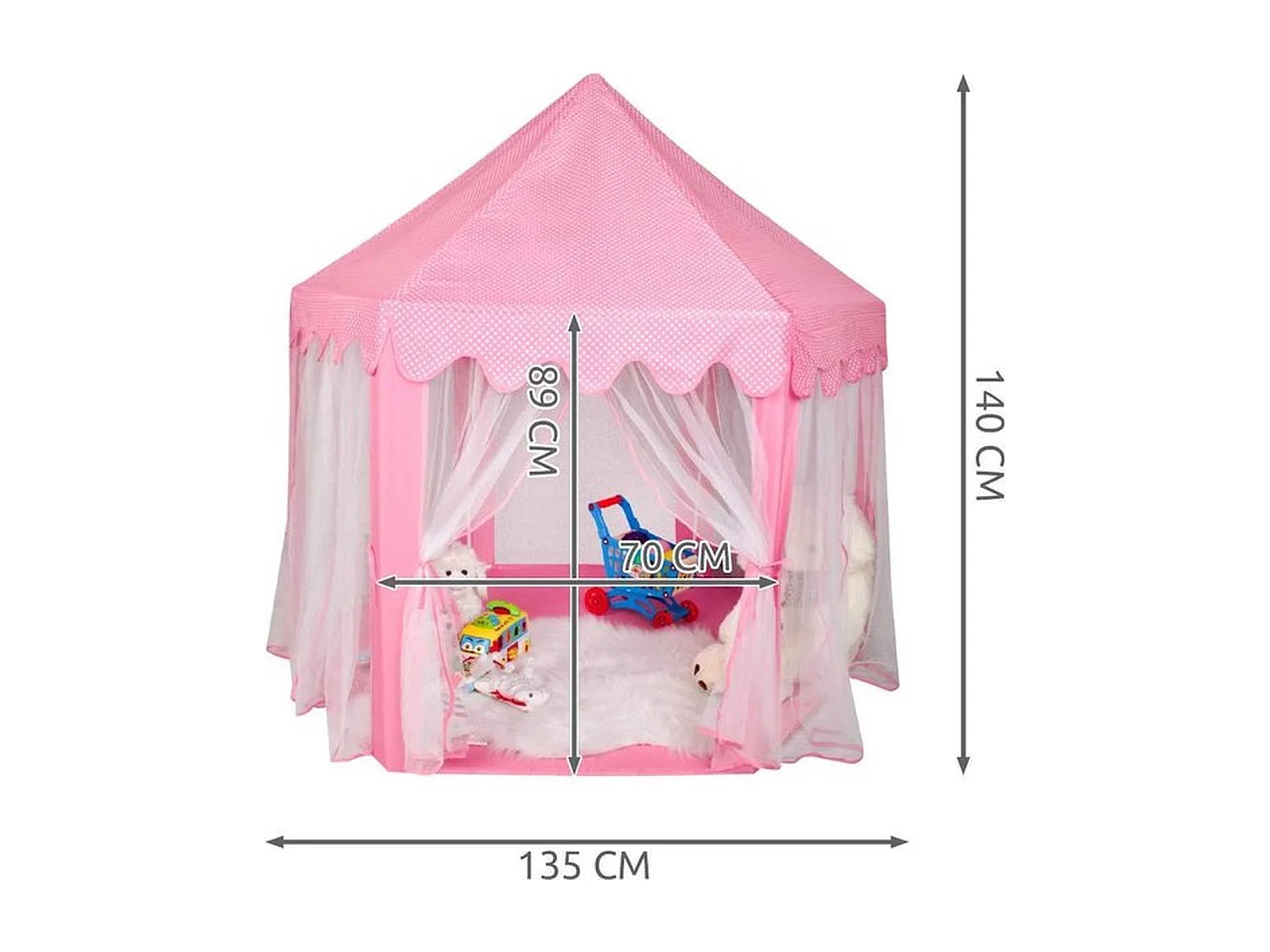 Bobble Home - Tente de jeu pour enfants - Château de princesses - Avec fond - 135x135x140cm - Rose