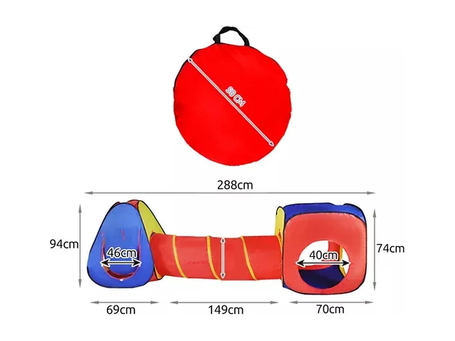 Bobbel Home 3 in 1 Speeltent voor Kinderen - Speelhuisje met Tipi- Speeltunnel- Kindertent met Bodem