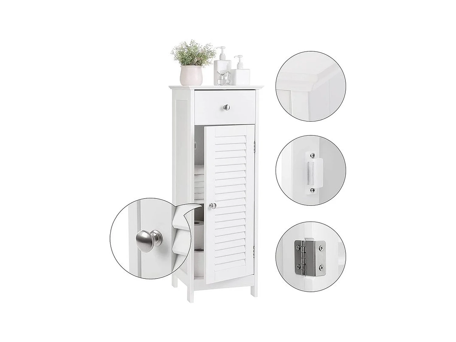 Parya Home  Badkamerkast  Badkamermeubel  1 Lade  1 Deur  Hout  Wit