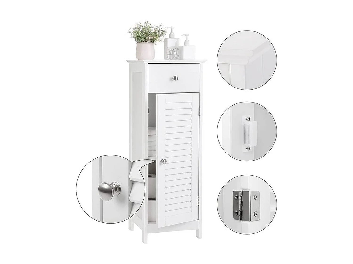 Parya Home  Badkamerkast  Badkamermeubel  1 Lade  1 Deur  Hout  Wit