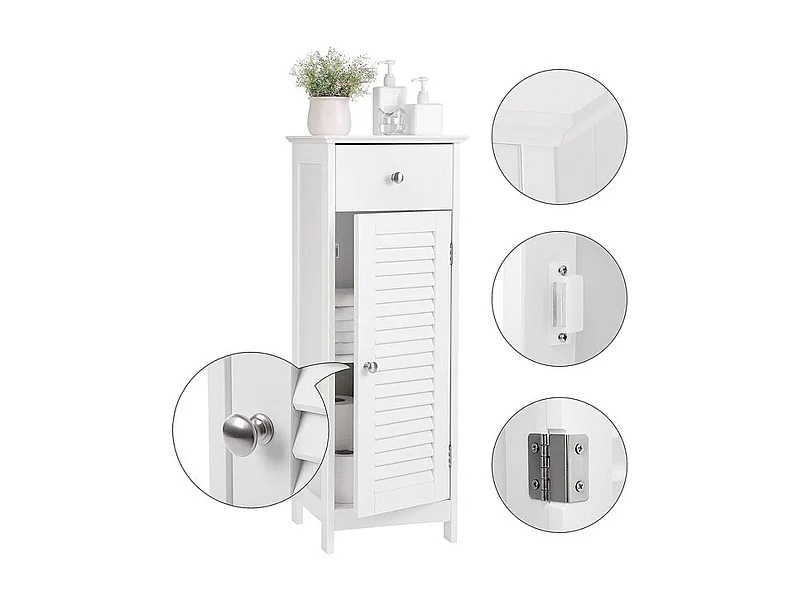 Parya Home  Badkamerkast  Badkamermeubel  1 Lade  1 Deur  Hout  Wit