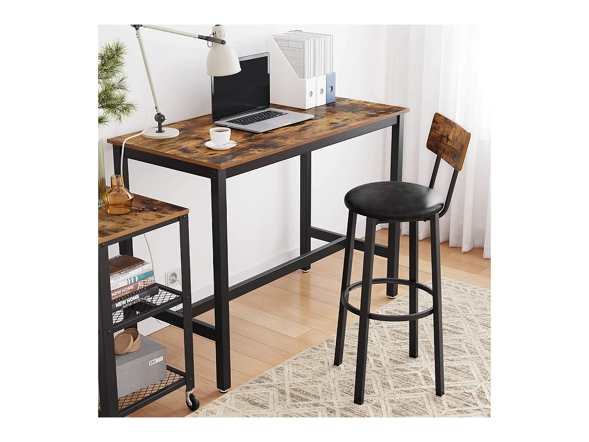 Parya Home - Stabiele Bartafel - Metaal/Spaanplaat - Bruin/Zwart