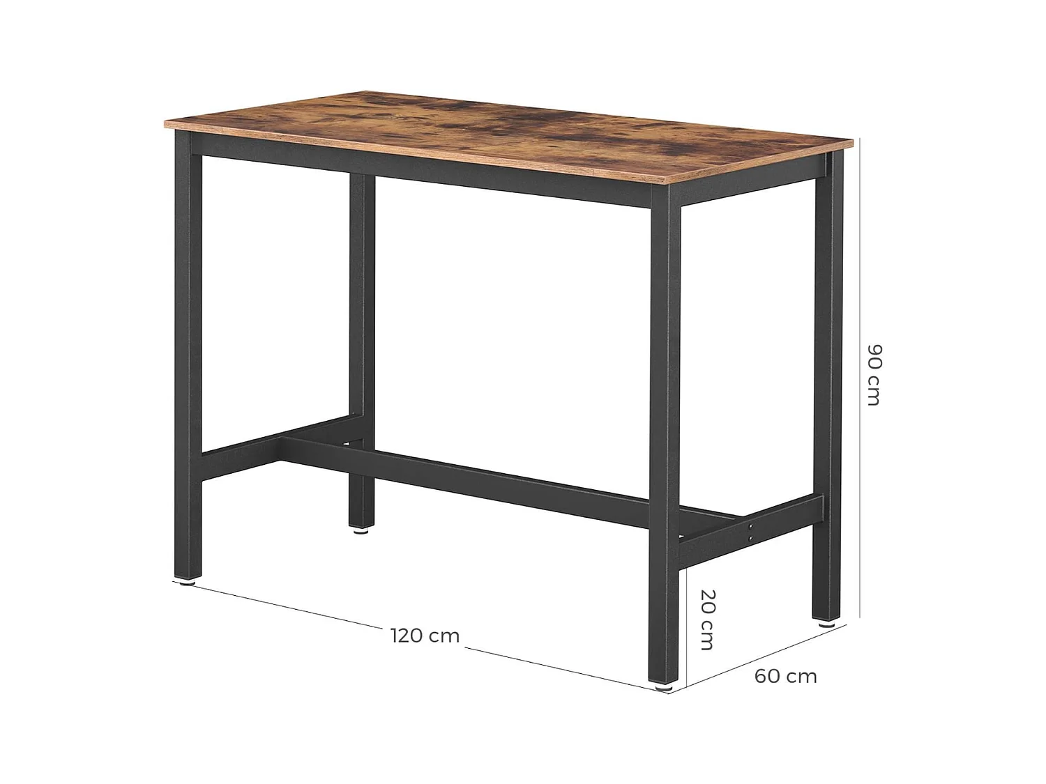 Parya Home - Stabiele Bartafel - Metaal/Spaanplaat - Bruin/Zwart