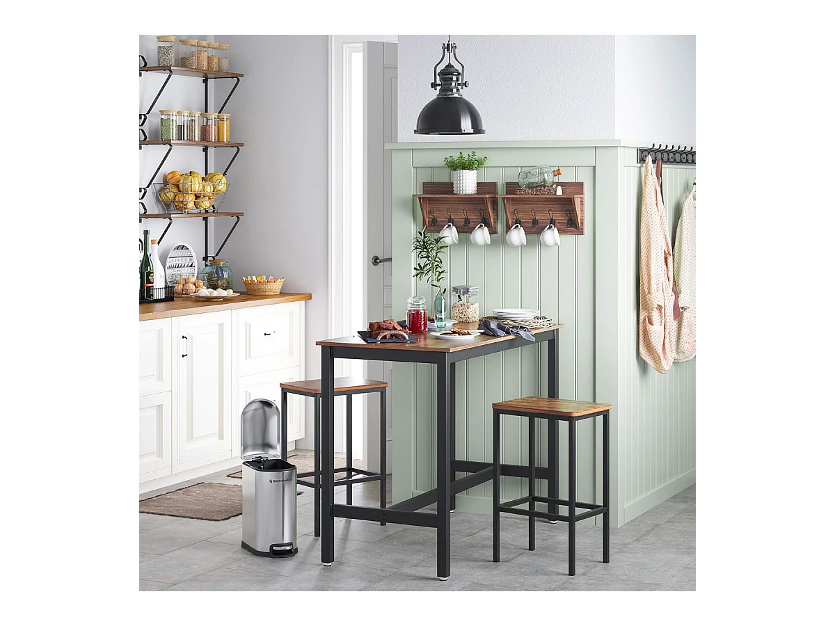 Parya Home - Stabiele Bartafel - Metaal/Spaanplaat - Bruin/Zwart