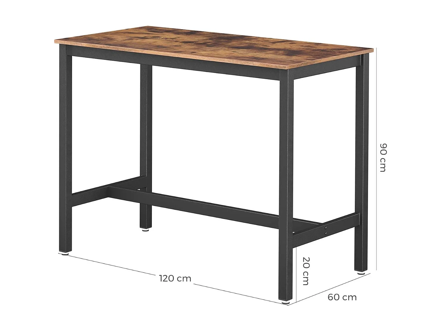 Parya Home - Stable Bar Table - Métal/Panneau - Marron/Noir