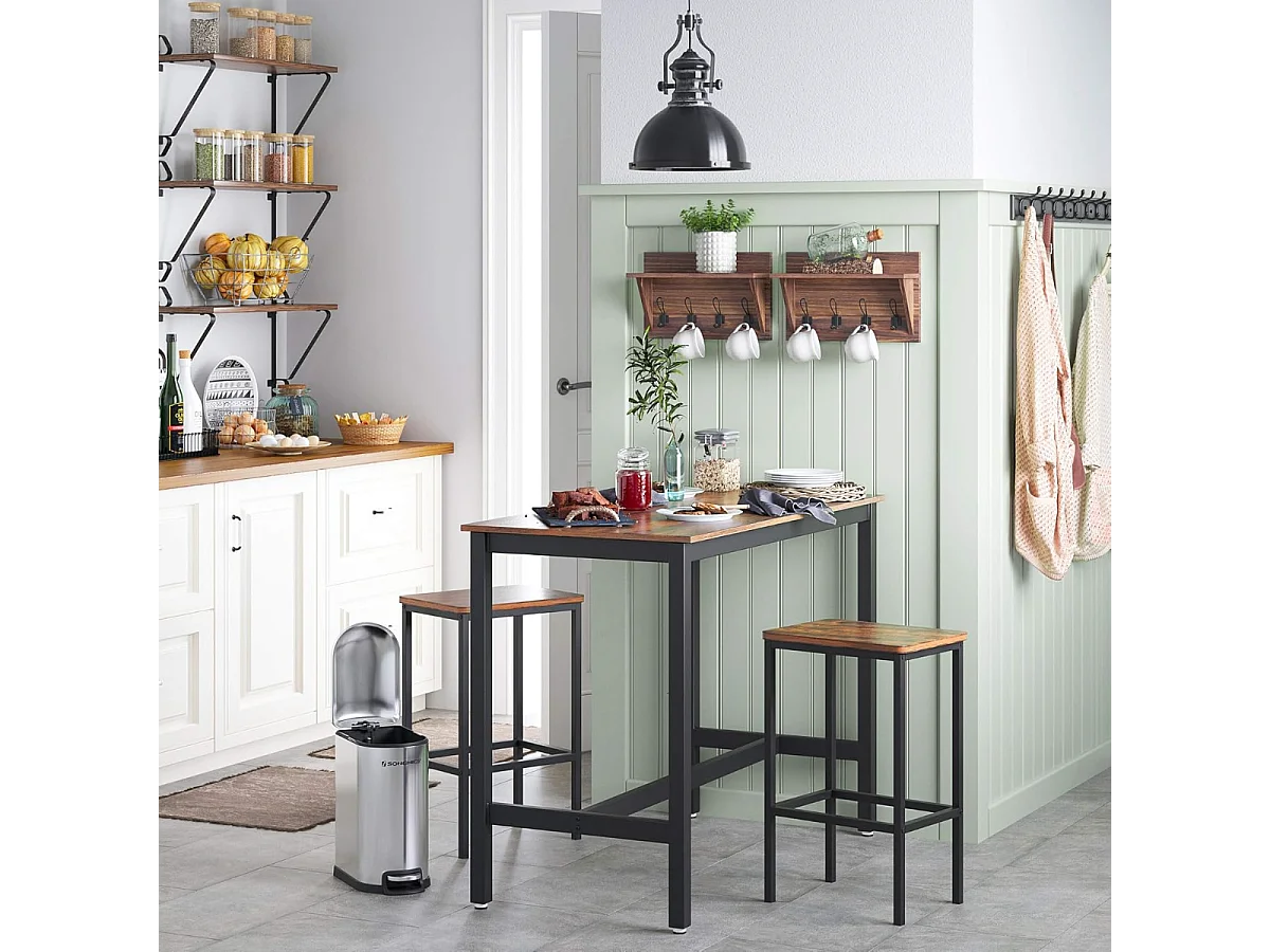 Parya Home - Stable Bar Table - Métal/Panneau - Marron/Noir