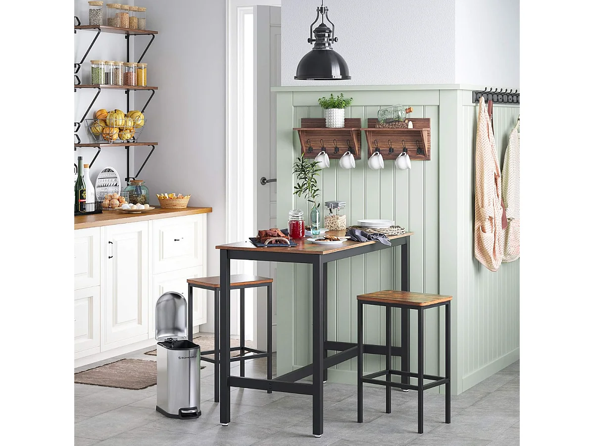 Parya Home - Stable Bar Table - Métal/Panneau - Marron/Noir