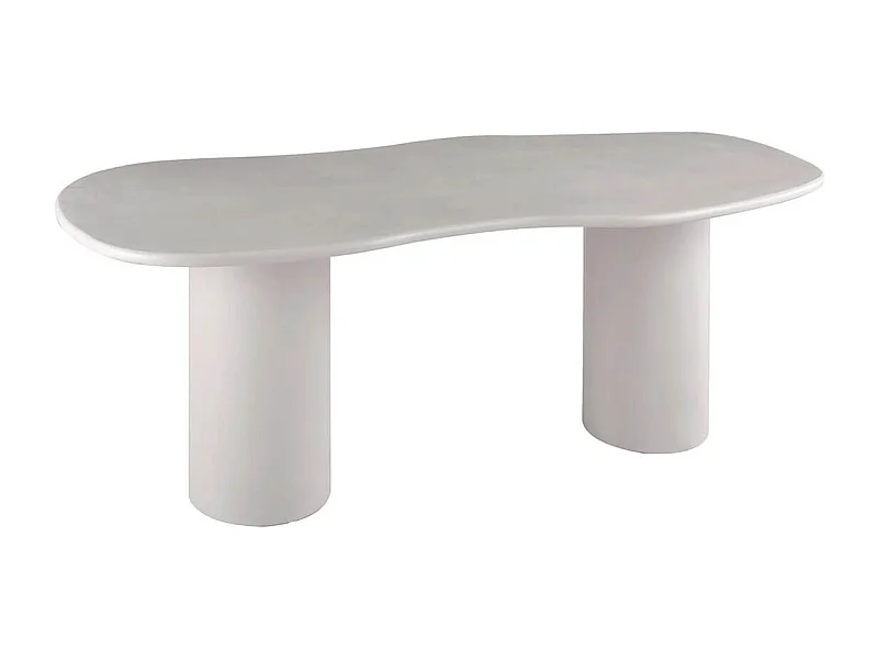 ORGANIC - Table Repas 200cm en MDF et Ciment Gris clair Plateau Vague