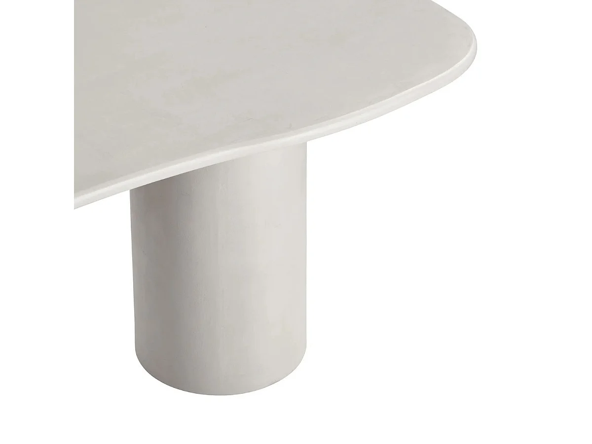 ORGANIC - Table Repas 200cm en MDF et Ciment Gris clair Plateau Vague