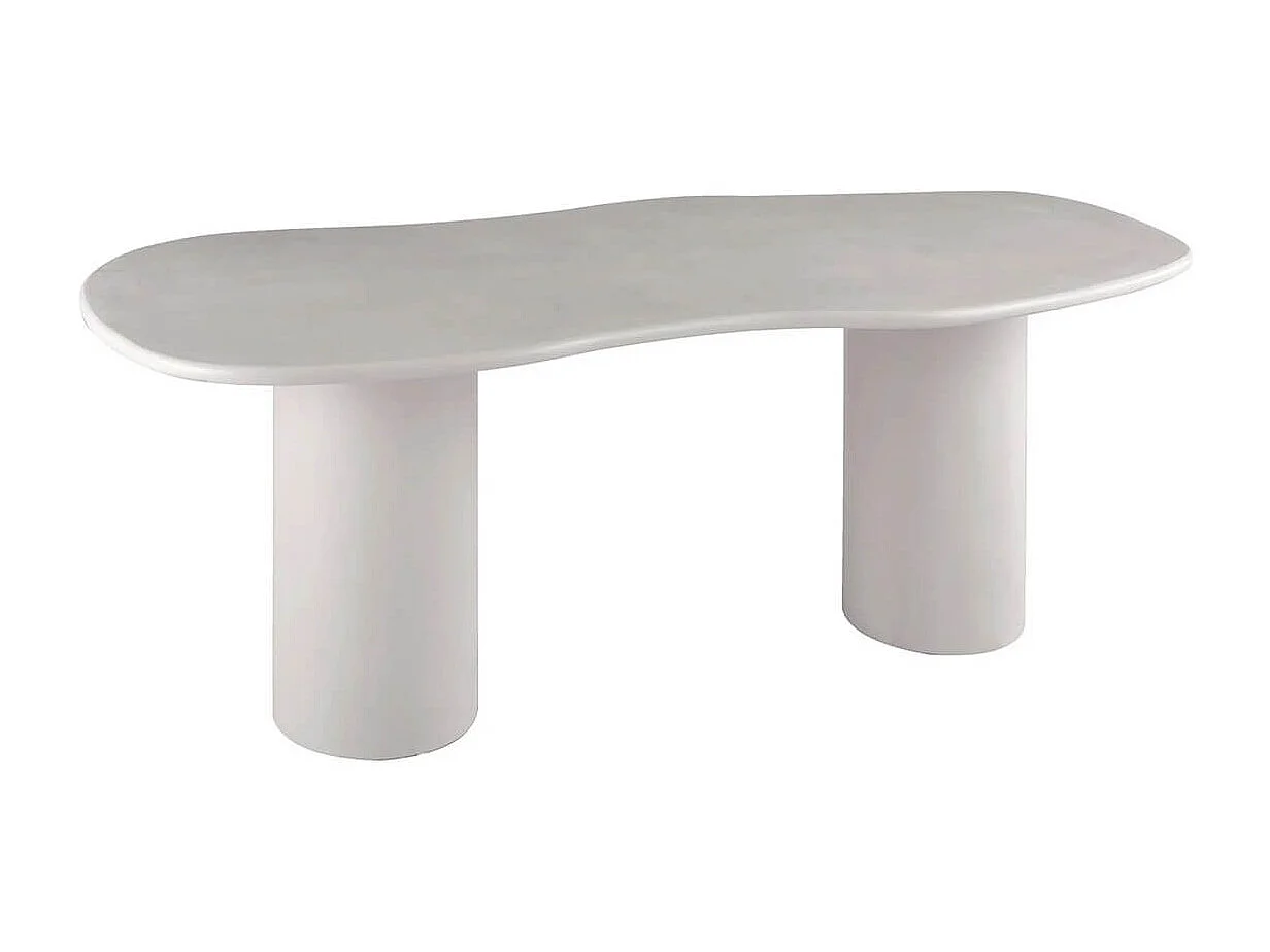 ORGANIC - Table Repas 200cm en MDF et Ciment Gris clair Plateau Vague