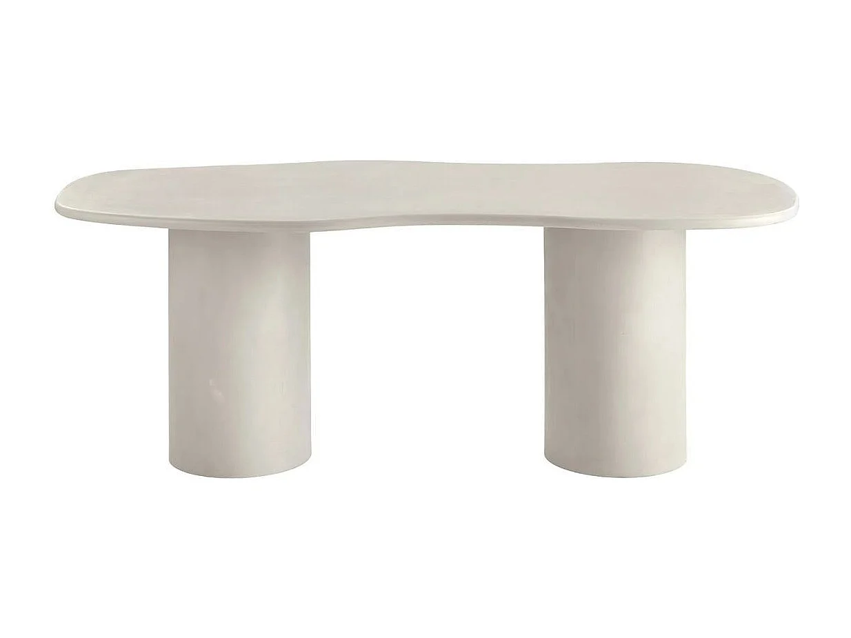 ORGANIC - Table Repas 200cm en MDF et Ciment Gris clair Plateau Vague