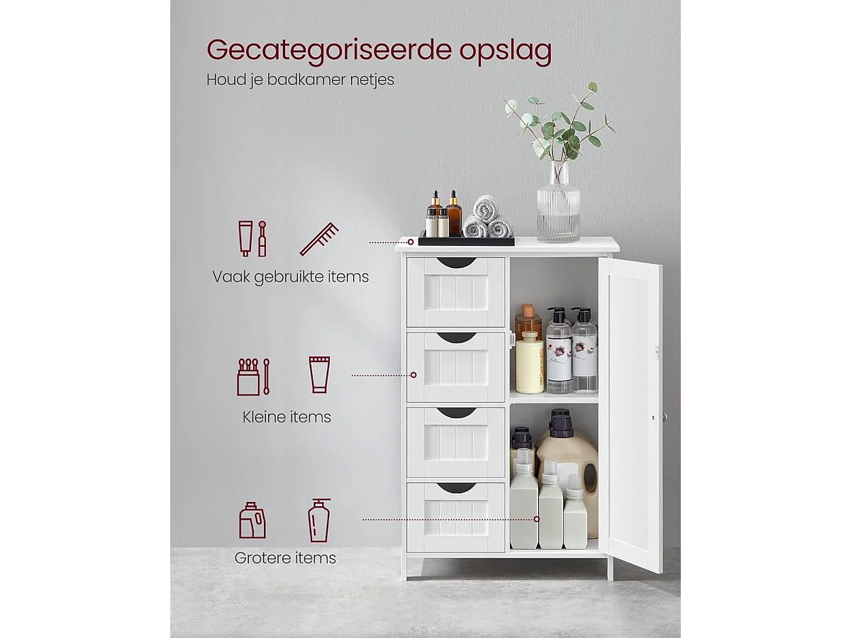 Parya Home - Witte Kast - Inclusief 4 Korven & Deur - Hout - Wit