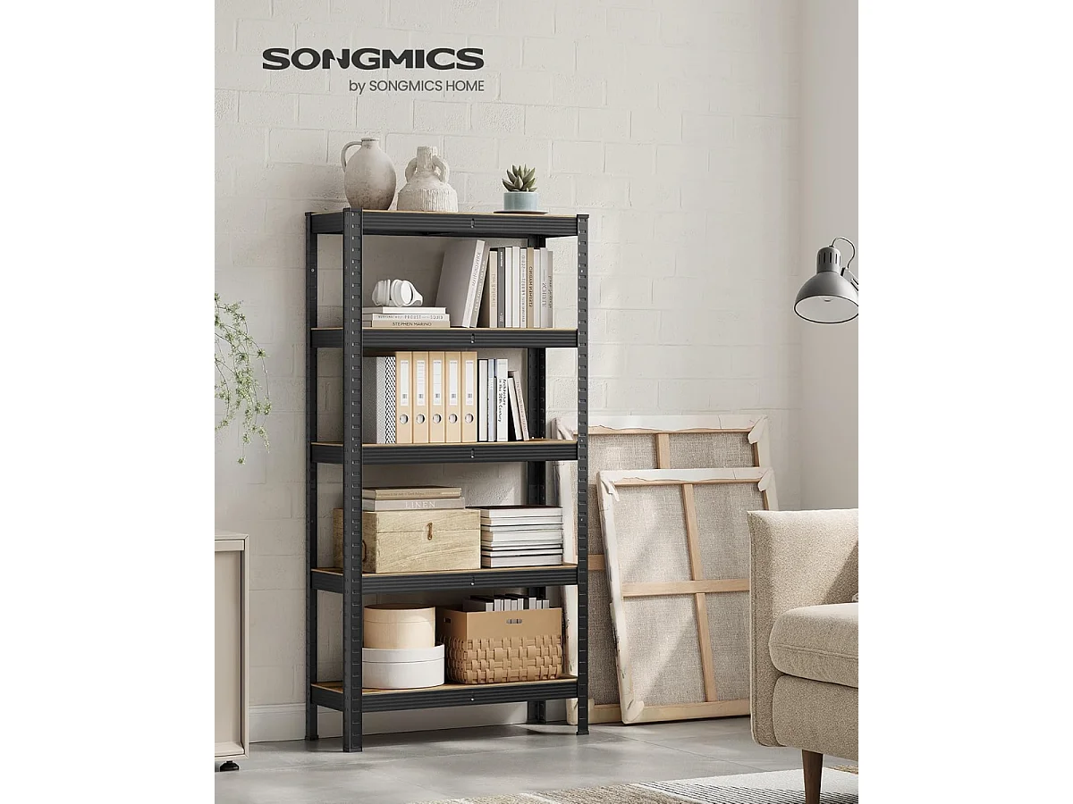 Bobbel Home - Armoire à étagères - Rack de stockage industriel - Etagères réglables - Noir