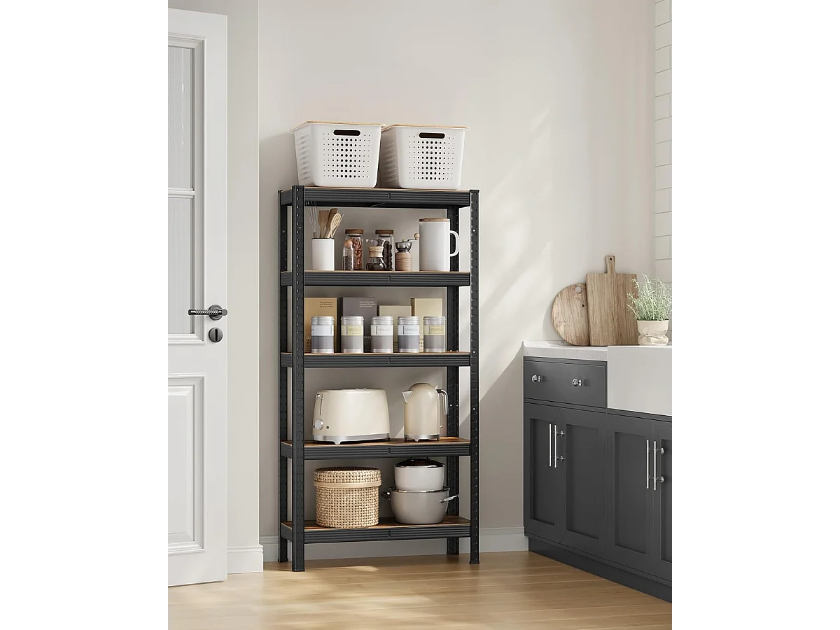 Bobbel Home - Armoire à étagères - Rack de stockage industriel - Etagères réglables - Noir