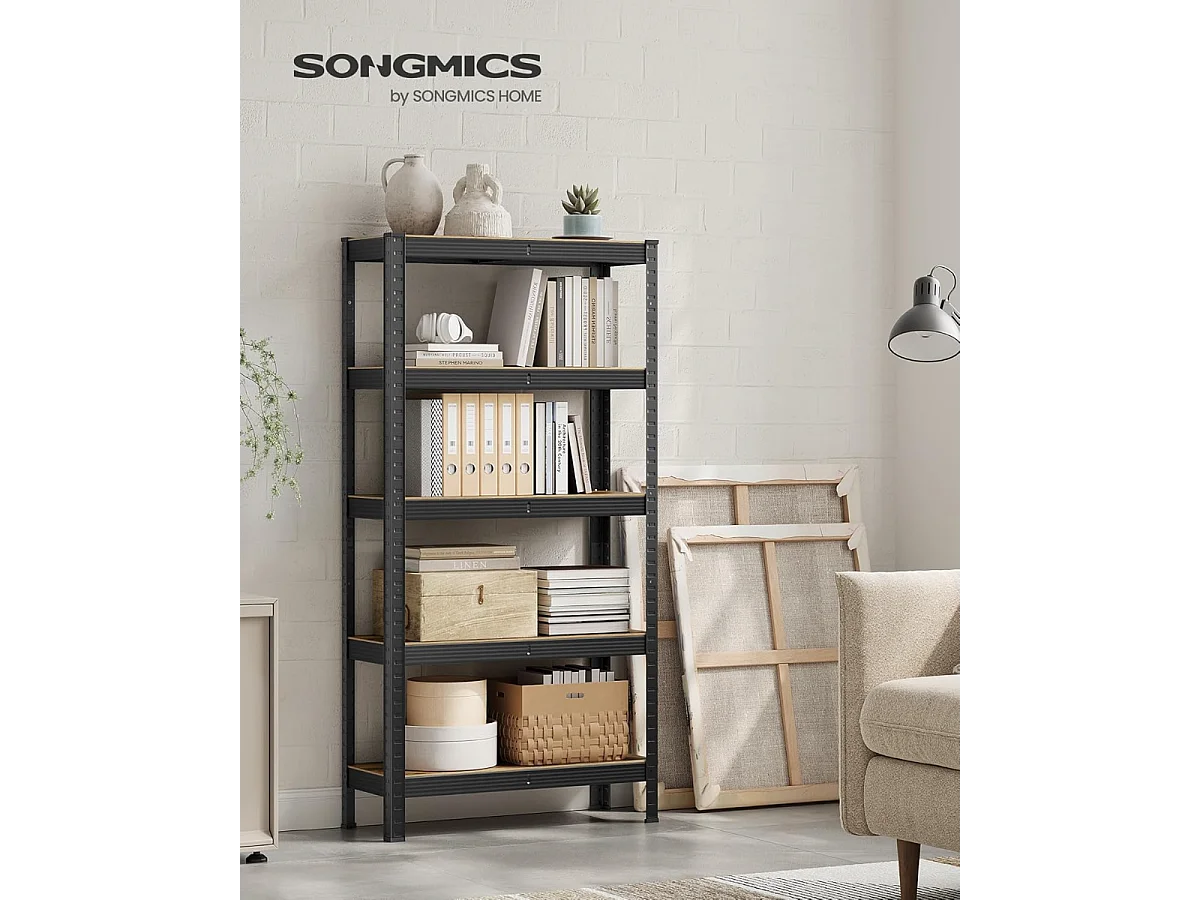 Bobbel Home - Armoire à étagères - Rack de stockage industriel - Etagères réglables - Noir