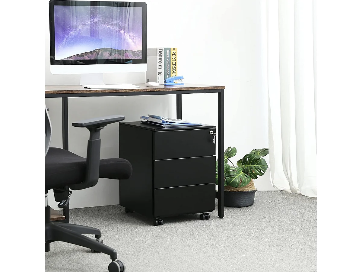 mobile Incl. serrure - 55x45x39cm - Noir