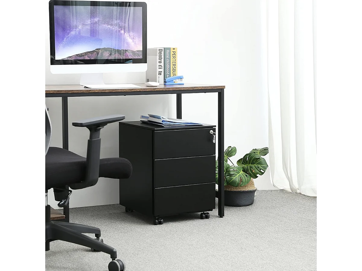 mobile Incl. serrure - 55x45x39cm - Noir