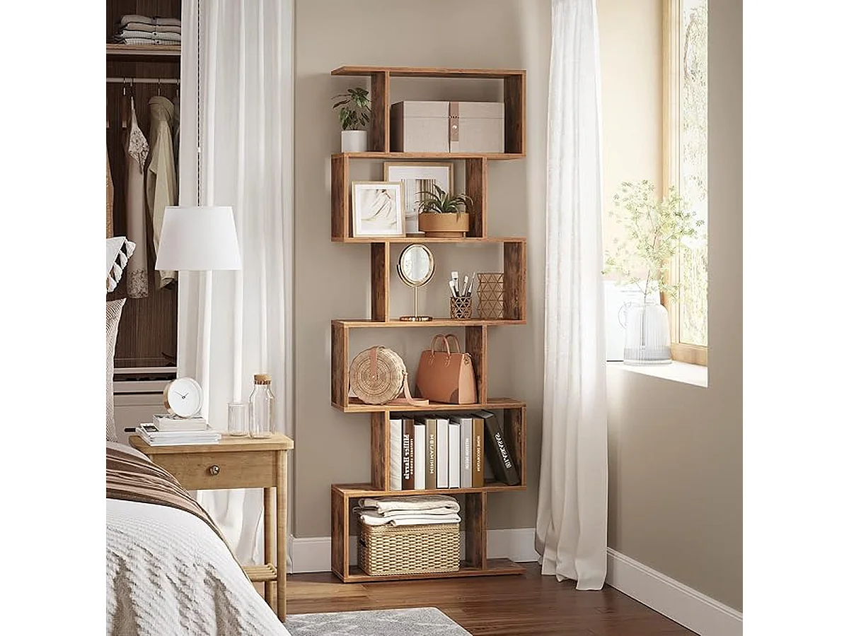 Parya Home - Boekenkast - Kubus - 6 Compartimenten - Vintage - Bruin - 190x70x24