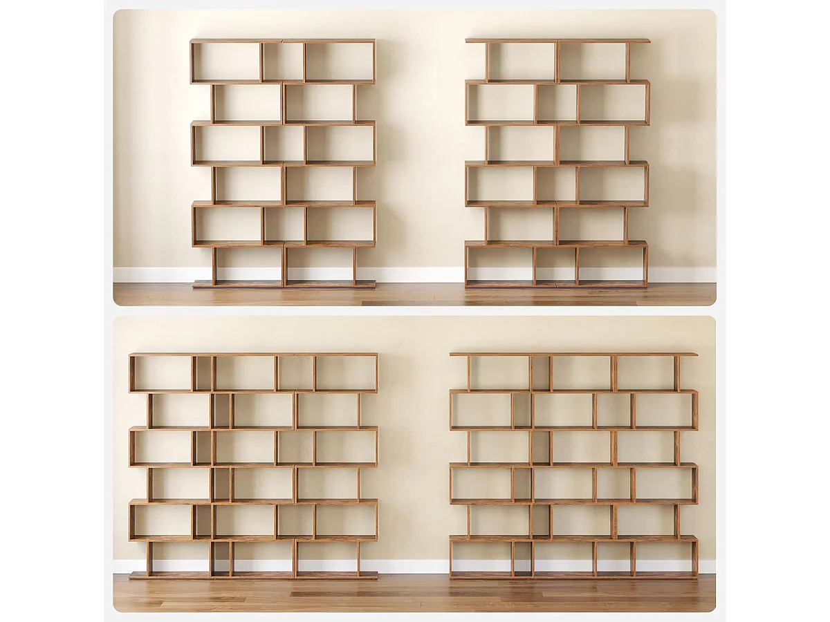 Parya Home - Boekenkast - Kubus - 6 Compartimenten - Vintage - Bruin - 190x70x24