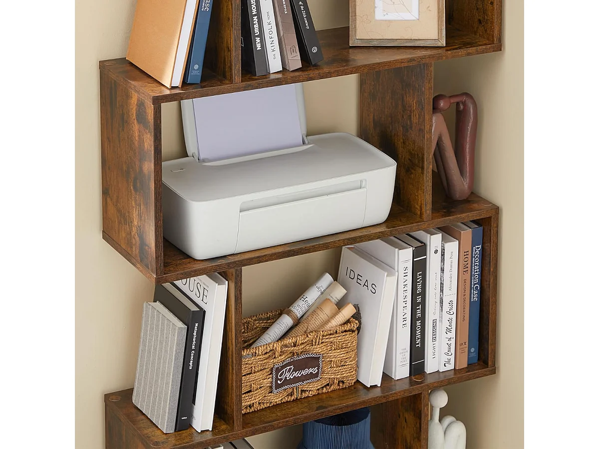 Parya Home - Bibliothèque - Cube - 6 compartiments - Vintage - Brun - 190x70x24