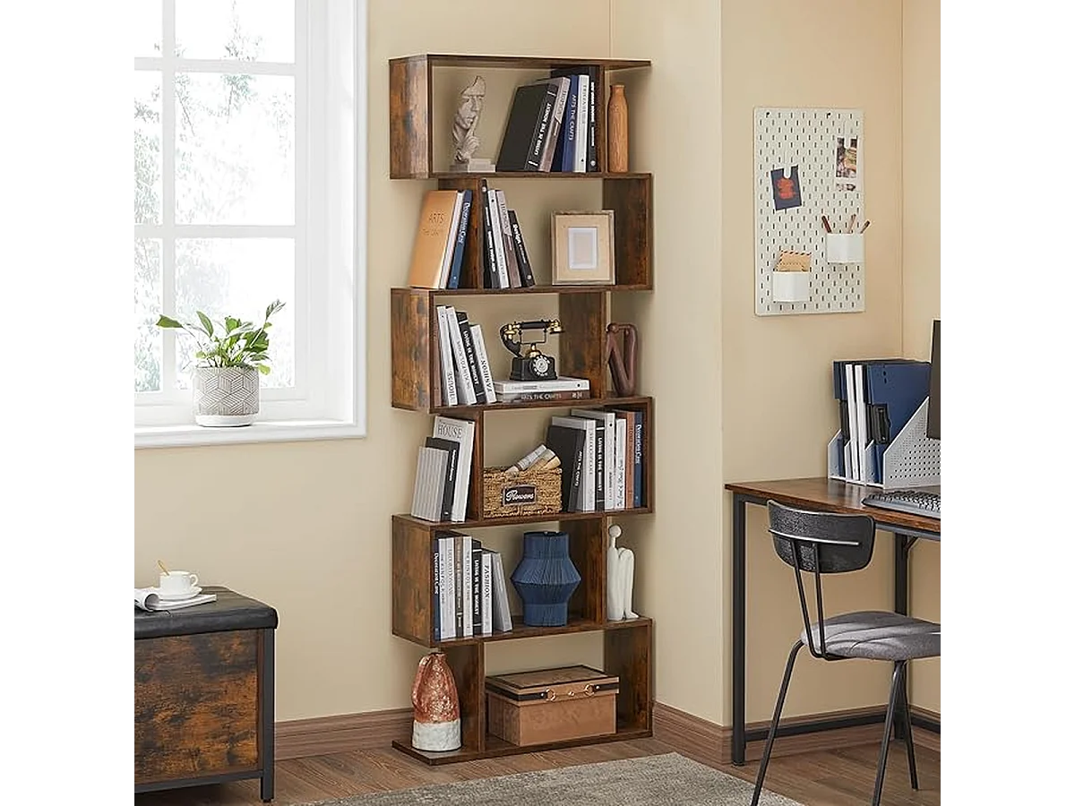 Parya Home - Boekenkast - Kubus - 6 Compartimenten - Vintage - Bruin - 190x70x24