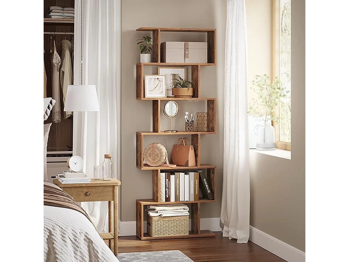 Parya Home - Boekenkast - Kubus - 6 Compartimenten - Vintage - Bruin - 190x70x24