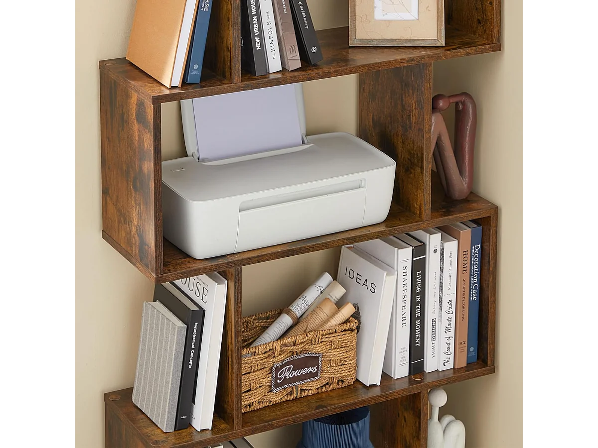 Parya Home - Boekenkast - Kubus - 6 Compartimenten - Vintage - Bruin - 190x70x24