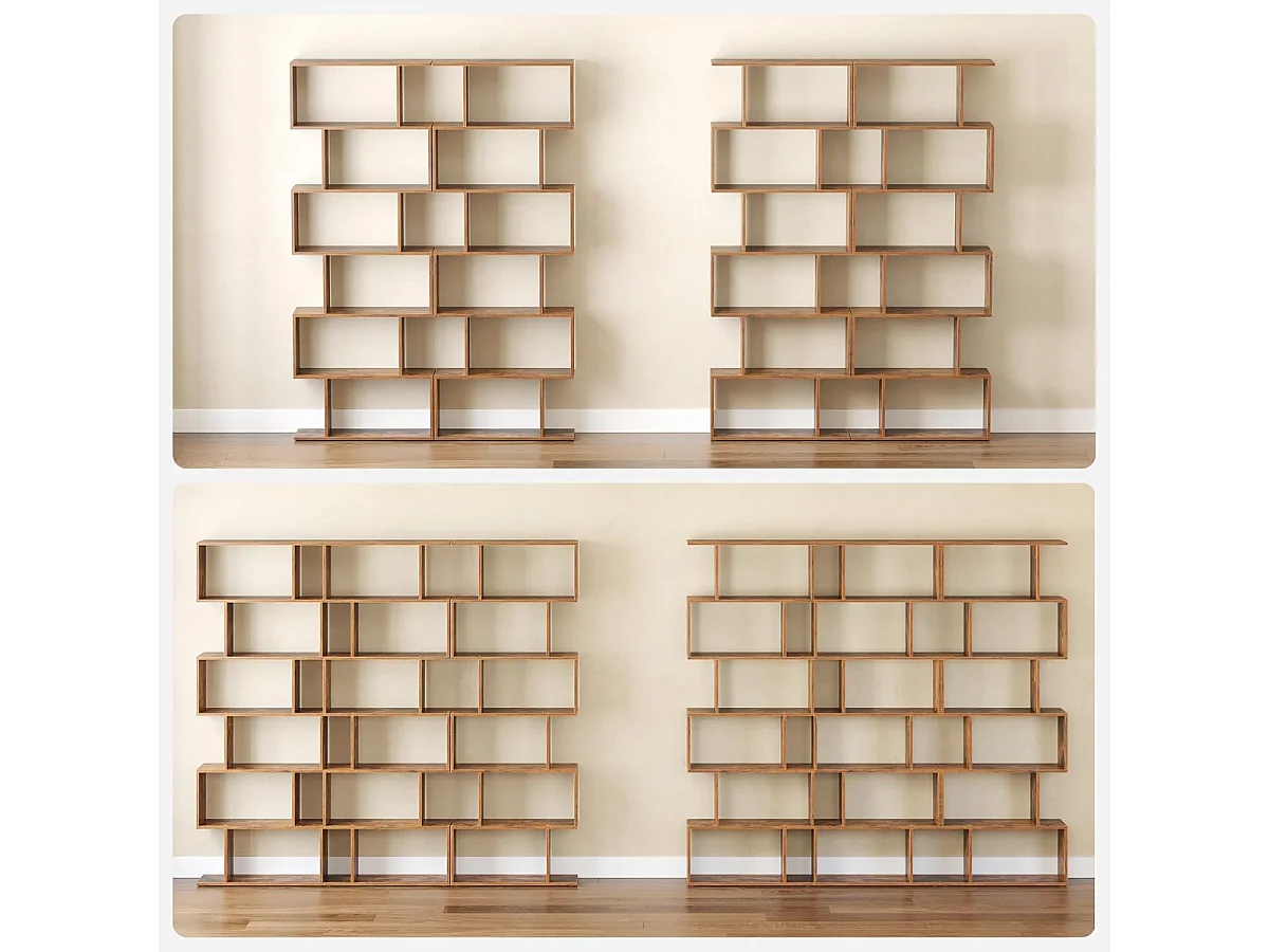 Parya Home - Boekenkast - Kubus - 6 Compartimenten - Vintage - Bruin - 190x70x24