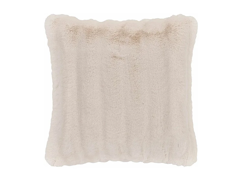 INGVAR - Coussin 45x45cm Fourrure synthétique Doublé Polyester Ivoire