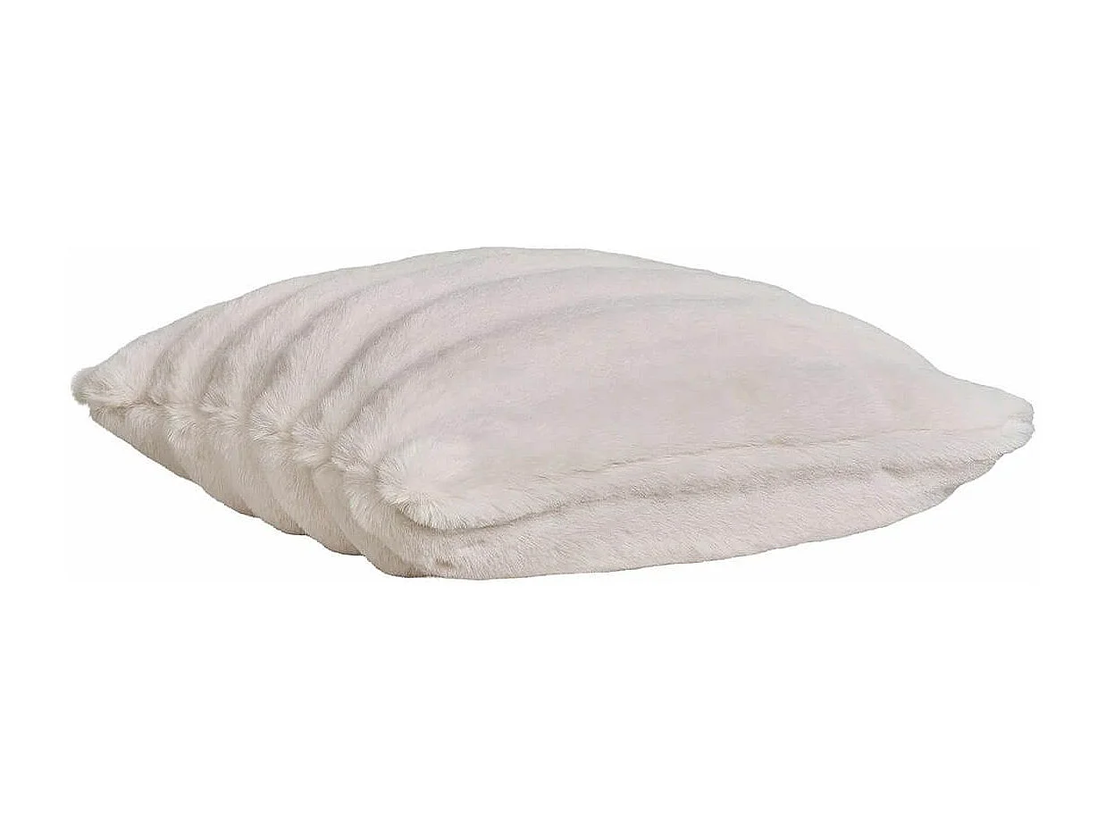 INGVAR - Coussin 45x45cm Fourrure synthétique Doublé Polyester Ivoire