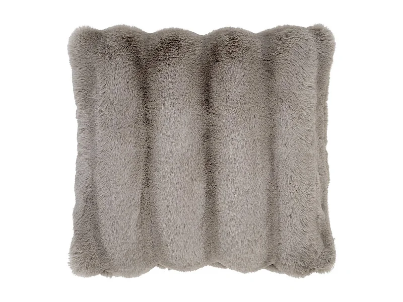 INGVAR - Coussin 45x45cm Fourrure synthétique Doublé Polyester Beige