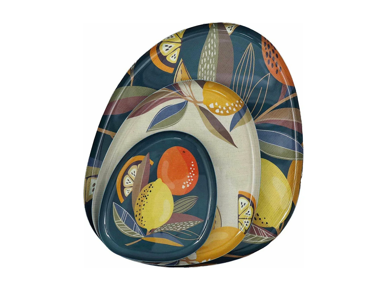 Set de 3 vide-poches en métal Citrus ovale