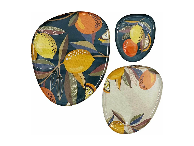 Set de 3 vide-poches en métal Citrus ovale